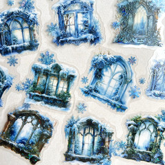 Holographic Winter Gothic Window Stickers Junk Journal Collage Scrapbooking