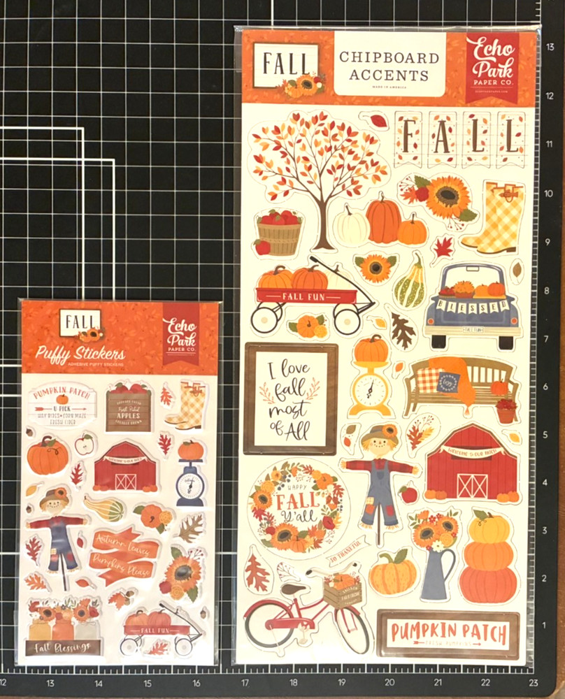 Echo Park FALL Puffy Stickers AND Chipboard Accents – Happy Fall Y’all, Pumpkins