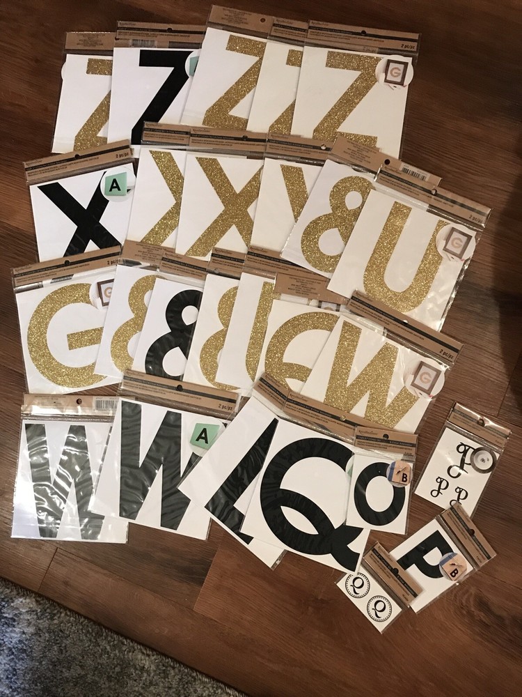 Recollection Craft Removable Monogram letters Stickers LOT 26 Pkgs Gold NEW DIY