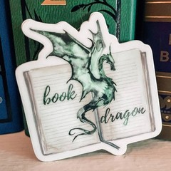 Green Book Dragon Watercolor Sticker – Fantasy & Mythical Vinyl Decal