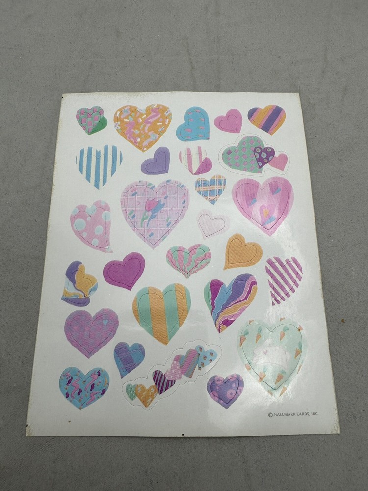 Hallmark Vintage Stickers Hearts Pastels Sticker Sheet