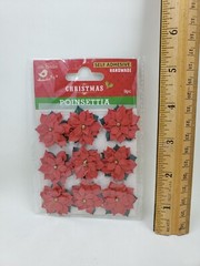 CR5 Lot Of 4 Christmas Poinsettia Embellishments For Cards Or Scrapbooking Lot B
