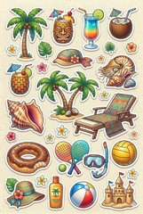 Vacation Beach Ocean Water Sticker Sheet Journal Embellishments PICK A Set
