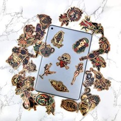 50 Pcs Suitcase Tattoo Stickers Vinyl Tattoo Decals for Laptop Bumper Helmet