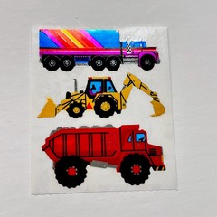 Vintage 1986 Sandylion Stickers Foil shiny Large Trucks Construction