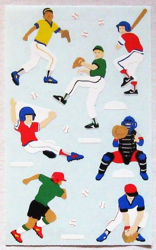 Mrs Grossman 4×6 inch ‘Boys Baseball’ Sticker Sheet (Vintage-Retired)
