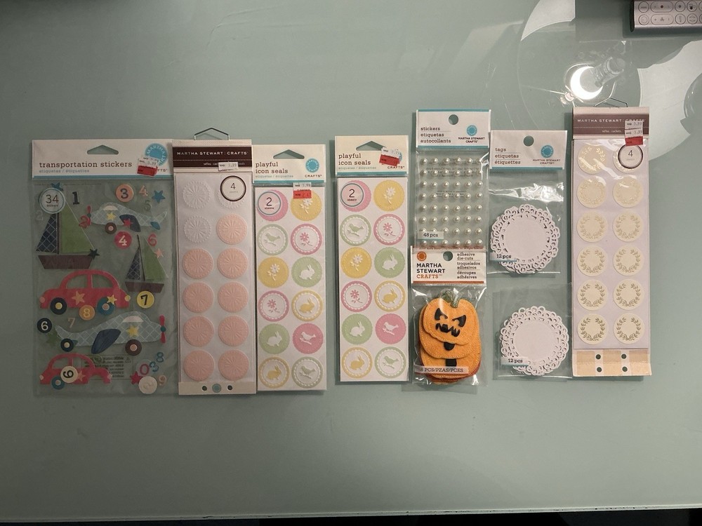 Lot of Assorted Martha Stewart Crafts Stickers & Adhesives (Mostly Unused)