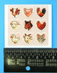 Farm Animal Hearts Pink Backing Mini Sticker Sheet