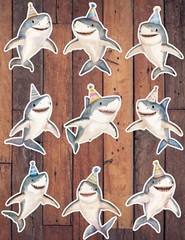 Birthday Shark Die Cut Vinyl Stickers Set Scrapbooking Laptop Waterbottle