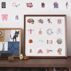 100PCS Cool Anatomy StickersBiology Anatomy Human Body Organ Stickers for St