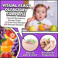 3 Rolls Scratch & Sniff Scented Stickers – 600 Pcs Motivational Rewards for Kids