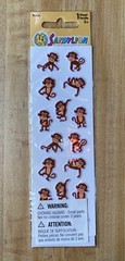 MONKEY Sticker LOT OF 4 Sheets Fuzzy Sandylion Hallmark & Nicole Crafts 🐒