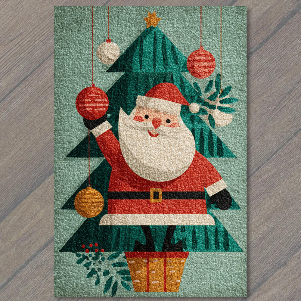STICKER Santa Claus Christmas Tree Ornaments Festive Retro Holiday Cheer