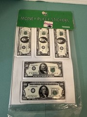 VTG 1980’s The United State of America 5-100 Dollars Puffy Stickers Money Cash