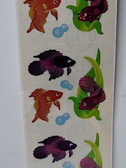 Sandylion Prismatic Sticker Gold Fish Beta Fish 1 Sheet NIP Sealed Bubbles VTG