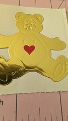 Vintage Stickers Illuminations Teddy Bear Gold Foil Embossed Sticker READ