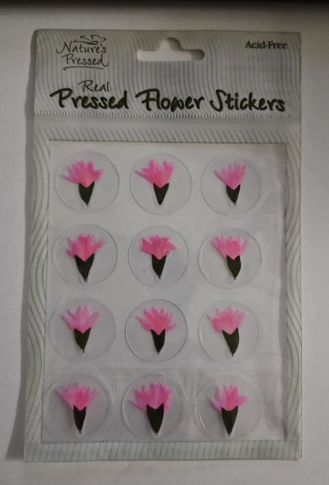 Nature’s Pressed Real Pressed Flower Stickers, PINK CORSAGE, NIP