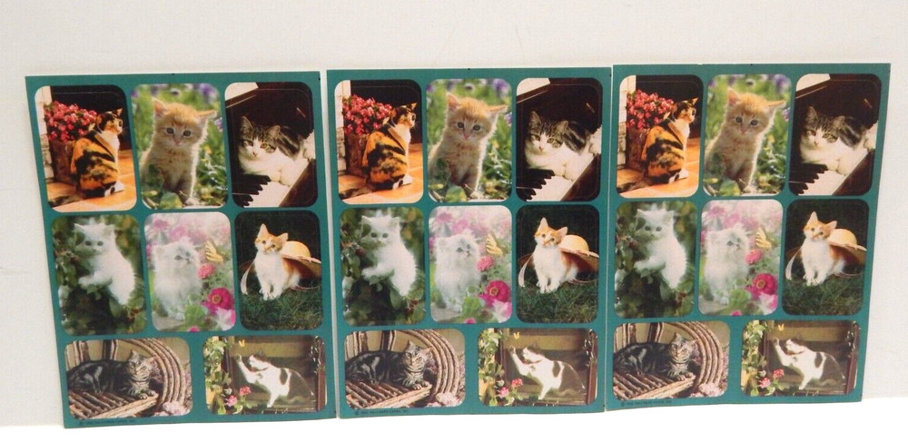 Vintage 1992 Hallmark Garden Flowers Cats & Kittens Sticker Sheets Lot