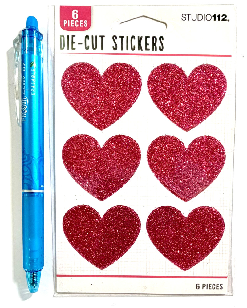 Glitter Pink Hearts Stickers Scrapbooking Card Journal Planner Studio112