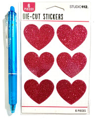 Glitter Pink Hearts Stickers Scrapbooking Card Journal Planner Studio112