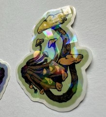 2pc Holographic Mushroom Stickers/Decals, Multicolor Scrapbooking