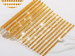 CraftbuddyUS 750pc x 3mm GOLD (30 stripes) Stick On Round Rhinestone Gems,DIY