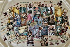 Alice in Wonderland Junk Journal Kit Ephemera Bundle 106 Pc Tags Papers Crafts