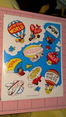 Vintage Hallmark Stickers Thanksgiving Hot Air Balloons Clouds Rewards 1 Sheet