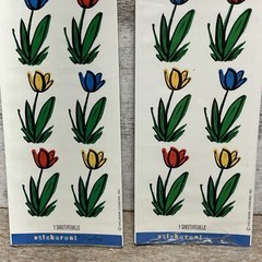 Lot of 2 Hallmark Stickeroni Colorful Tulip Flowers 1 Sheet, 12 Counts Total New