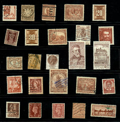 25 Brown Sepia Rust Worldwide Used Stamps Color Lot — Crafts Art (WM263)