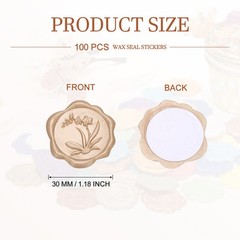 100Pack Wax Seal Stickers Self-Adhesive Envelope Seal Stickers, Champagne Gold