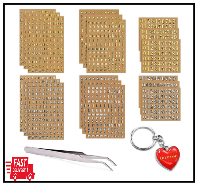 Small Letter Stickers for Resin,Mini Gold/Silver Letter Stickers Meta ,18 Sheets