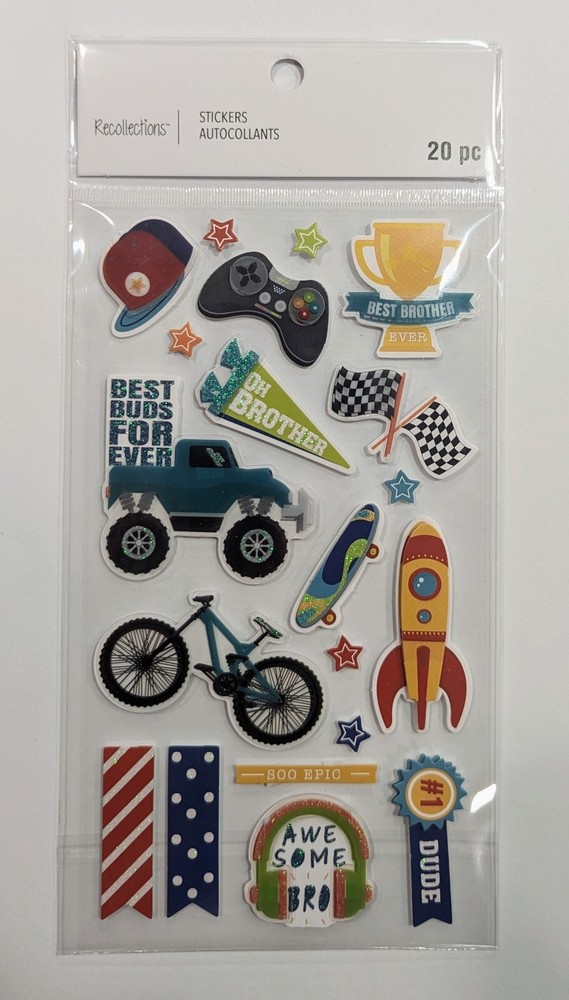 Brother Little Boy Themed Scrapbooking Stickers by Recollections