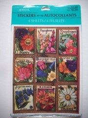 Hallmark Flowers Seed packets Stickers unopen package of 4 sheets