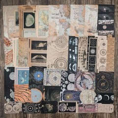 Knaid Vintage Scrapbook Supplies Pack (200 Pieces) for Witchy Junk Journal Bulle