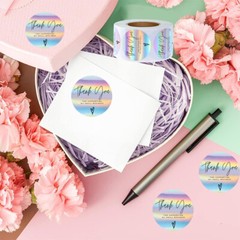 1000Pcs 1.5inch Thank You for Supporting My Small Business Rainbow Holo Stickers