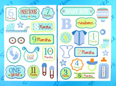 Baby Boy 0-1 Years Old Glitter Stickers Set Of 2 Sheets