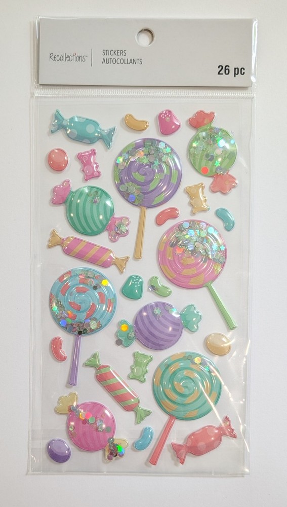 Lollipops Candy Glitter Shakers Scrapbooking Stickers by Recollections
