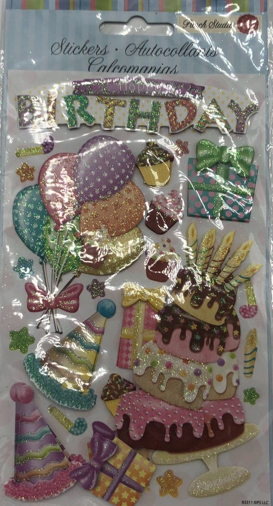 Punch Studio 12 Piece 3D Scrapbook Stickers Birthday