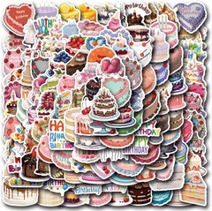 120 Pcs Happy Birthday Stickers Pack for Kids Adults Teens, Candy Cake Balloons