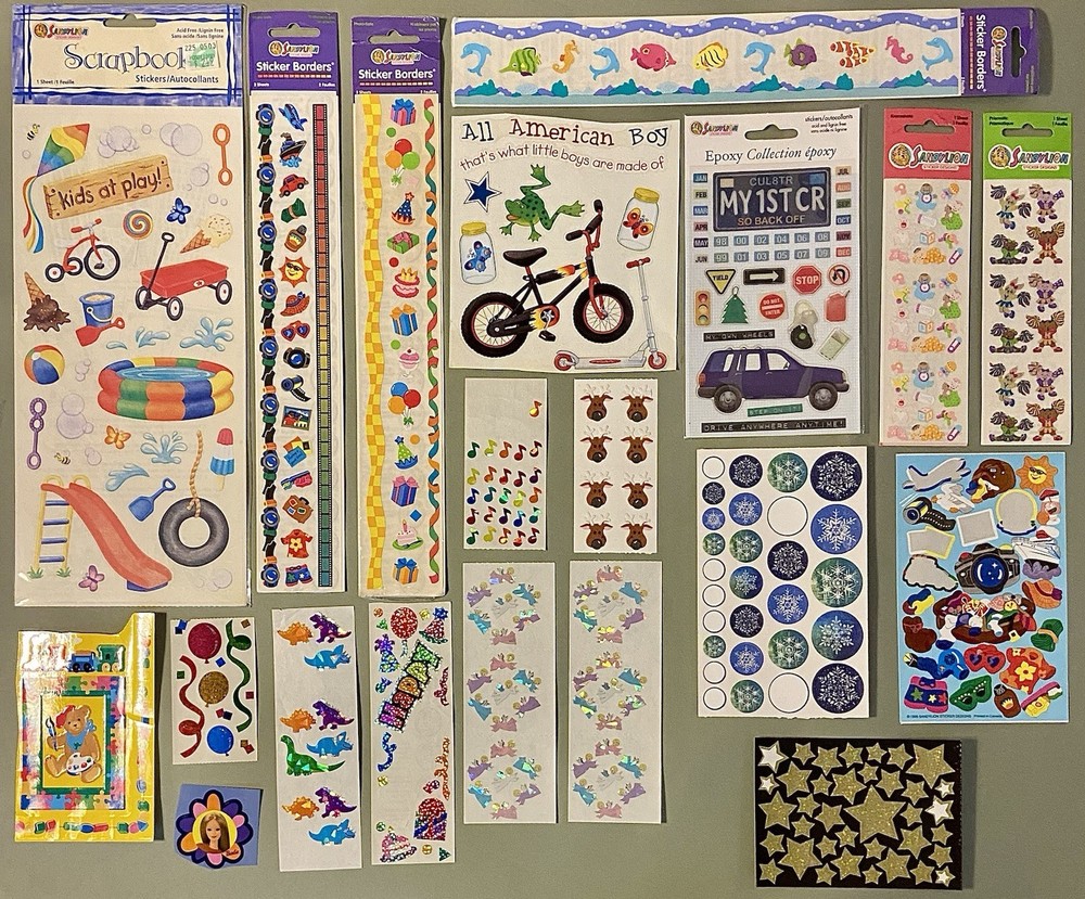 Lot of Vintage Sandylion Stickers! Prismatic, Fuzzy, Kromekote, Epoxy, Borders