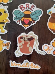 STICKERS x 10 Honey Bee Positive Apiculture Beehive Plant Cartoon Sticker BEH5