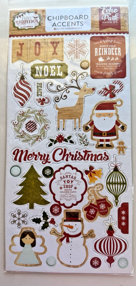 Christmas Tree Santa Decorations Echo Park I LOVE CHRISTMAS 35 Chipboard Accents