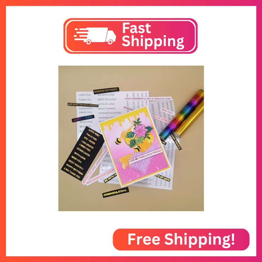 3pc Stripe Greeting Words Love You Stick & Shine Foil Transfer Sticker Paper for