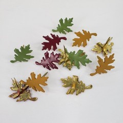 Set of 12 Oak Leaf Brads Leaves 3 Autumn Fall Colors Paper Art Handmade Cards