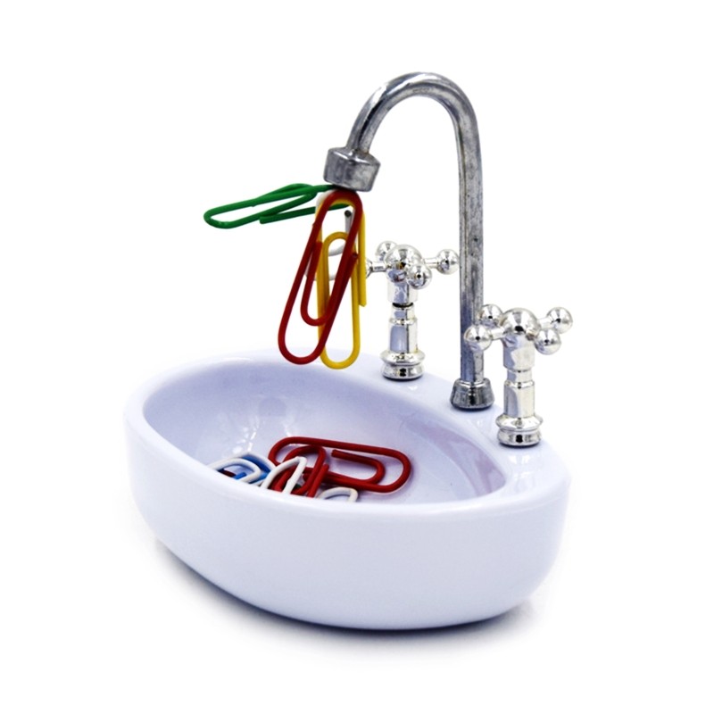 Magnetics Paper Clip Dispenser Sink Design Dollhouse Decor for DIY Lover