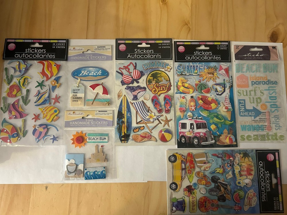 BEACH BUM SUMMER Scrapbook Stickers LOT !