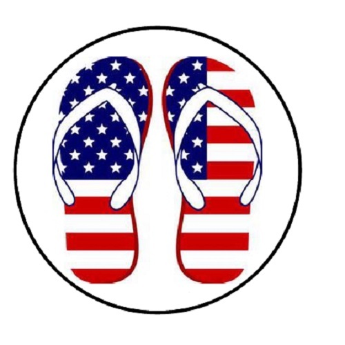48 American Flag Flip Flops!!! ENVELOPE SEALS LABELS STICKERS 1.2″ ROUND