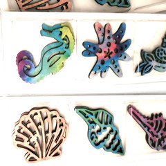 Crafters Square Chipboard Shapes 24pc Seashells Mermaids Seahorses Starfish NEW