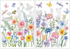Floral Rub on Transfers for Crafts and Furniture, 2 Sheets Large Flower Butterfl